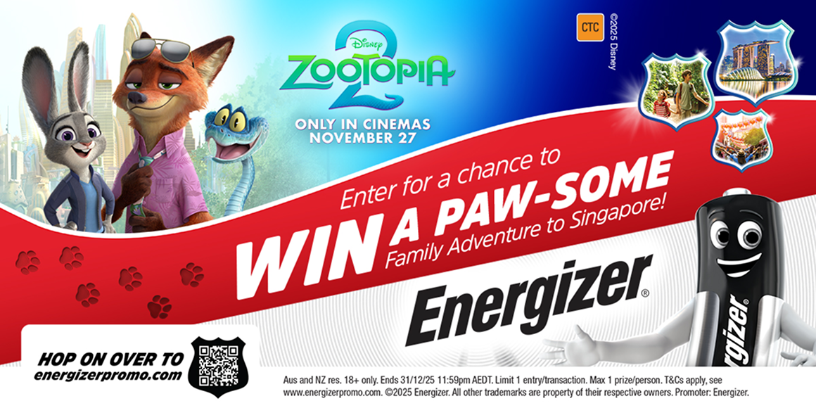 Energizer/Disney's Zootopia 2 - Enter for a chance to WIN A PAW-SOME Family Adventure to Singapore! T&Cs Apply - hop on over to energizerpromo.com 