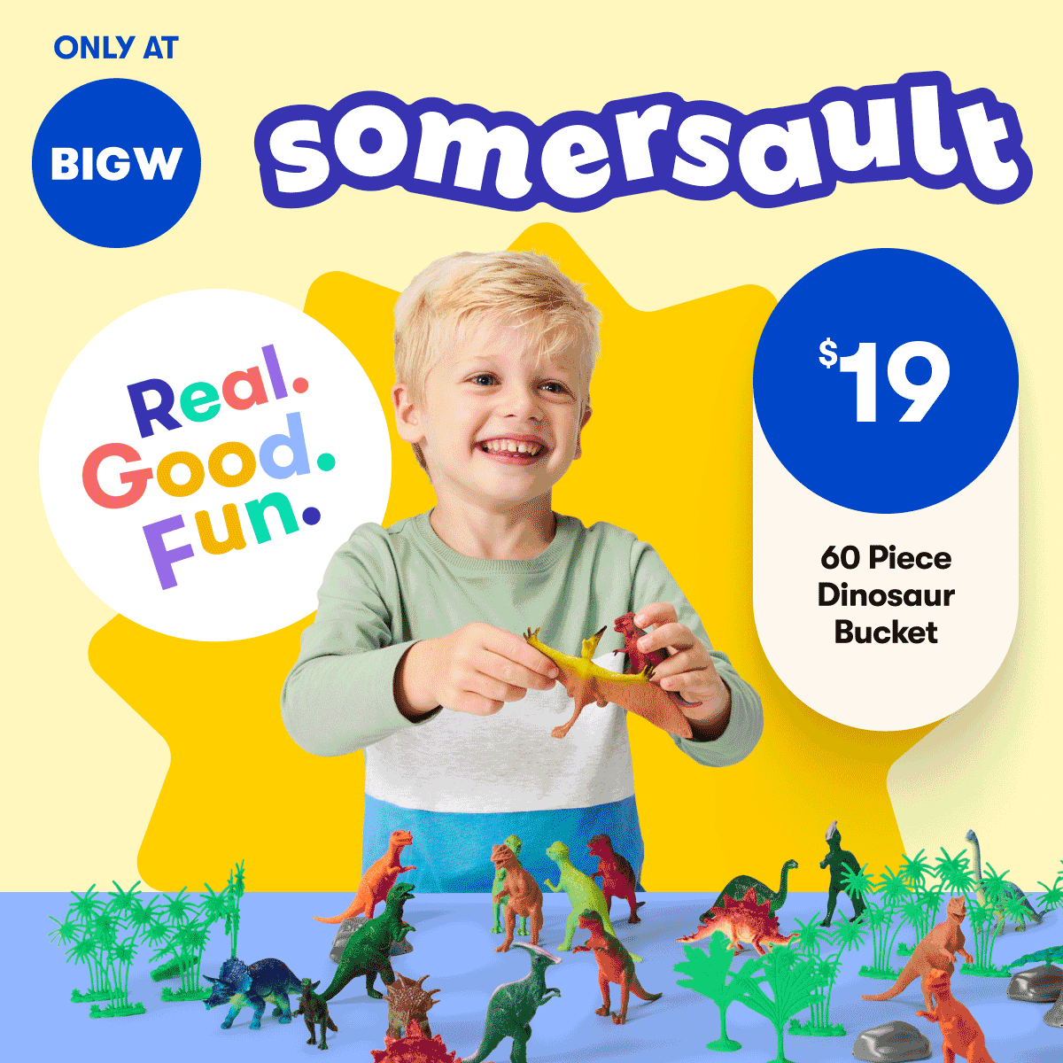 Only at BIG W: Somersault - $25 68Pc Kitchen Playset | 18 35pc Wooden Train Set | $49 Baby Doll Set