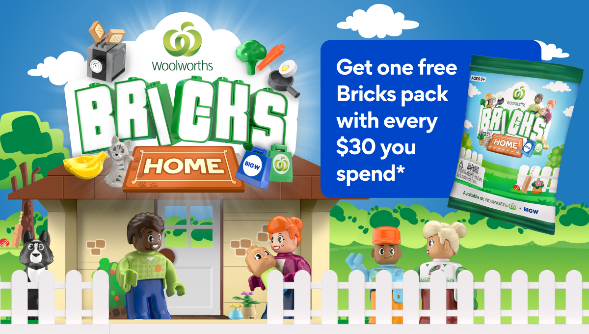 Woolworths Bricks Home - Get one free Bricks pack with every $30 you spend*