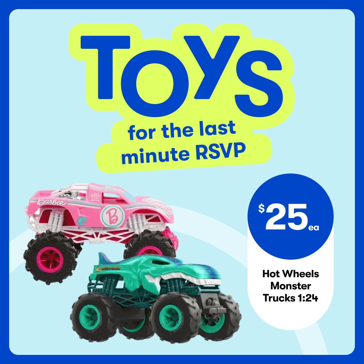 Toys for tomorrow's birthday parties: $22ea Funko Kpop Demon Hunters | $25ea Hot Wheels Monster Trucks | $22 LEGO Minecraft Chicken Farm