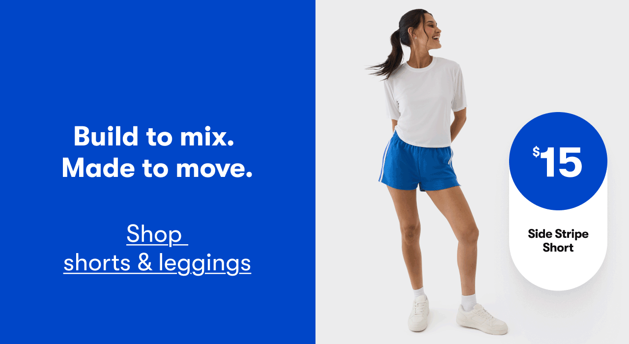 Shop shorts & leggings - $15 Side Stripe Shorts | $20 Flare Leggings | $15 Lined Running Shorts