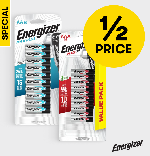 1/2 PRICE Energizer Max and Max Plus Batteries