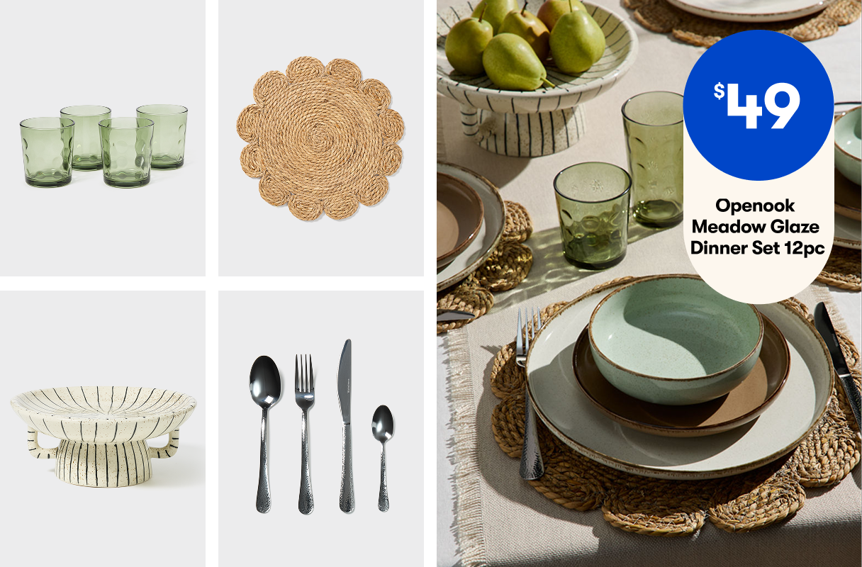 $49 - Openook Meadow Glaze Dinner Set 12pc