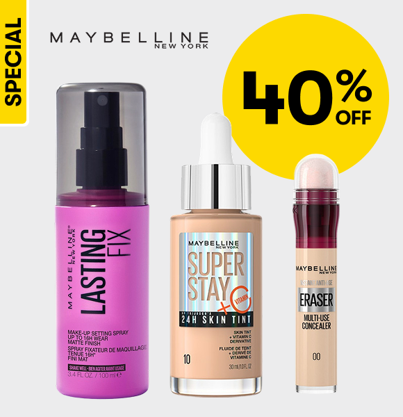 40% OFF Selected Maybelline Cosmetics