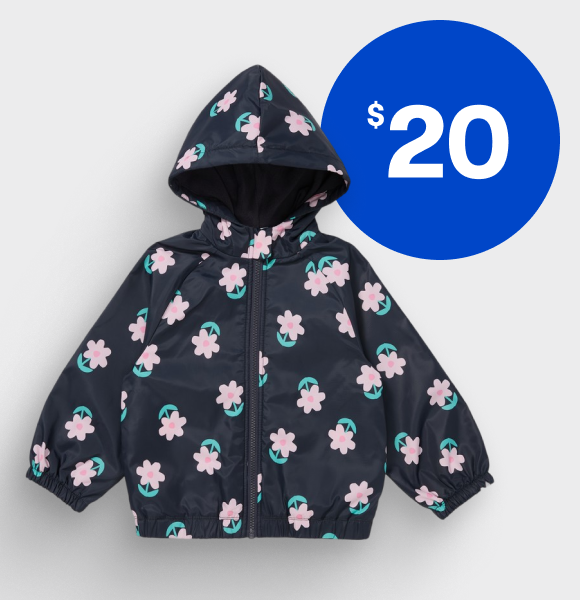 Kids Fleece Lined Flower Print Jacket