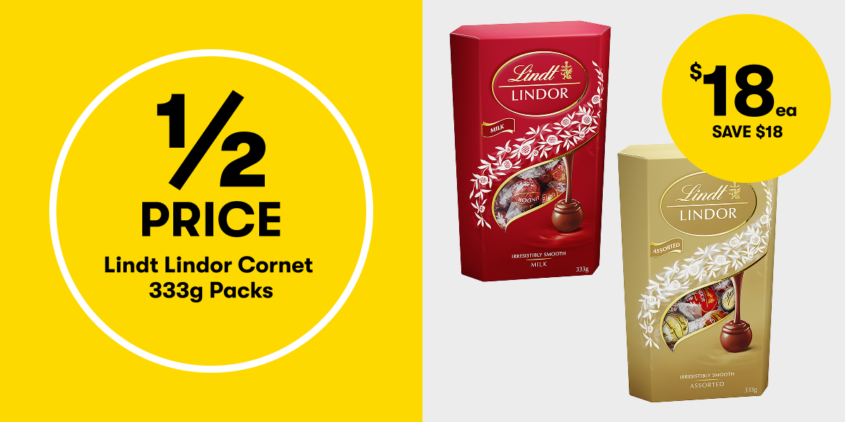 1/2 PRICE Lindt Lindor Cornet Gift Box 333g