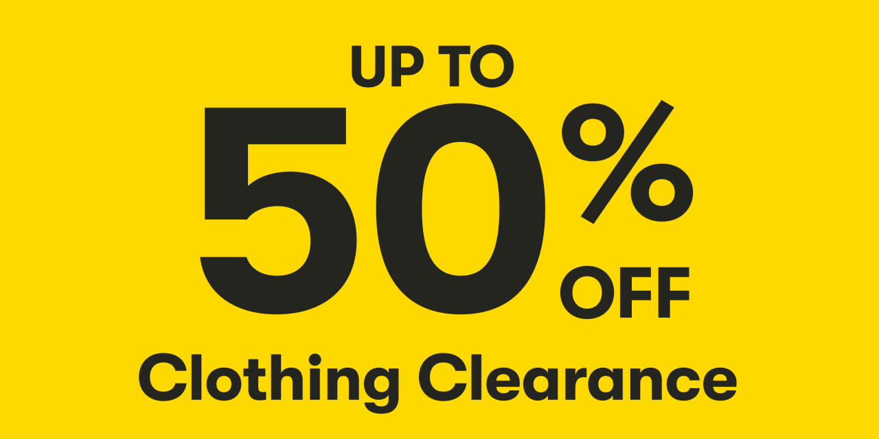 Up to 50% OFF Clothing Clearance