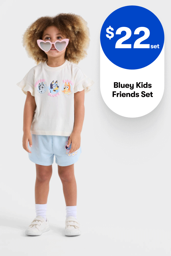 $22set Bluey Kids Friends Set | $15 K-D Short Sleeve Linen Blend Shirt