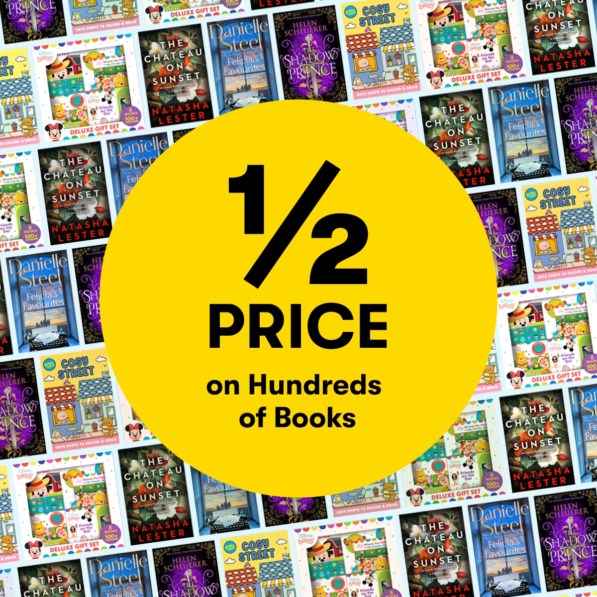 1/2 PRICE on Hundreds of Books
