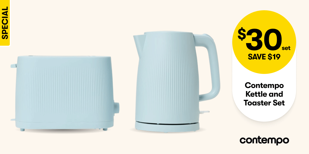 $30set SAVE $19 Contempo Kettle and Toaster Set