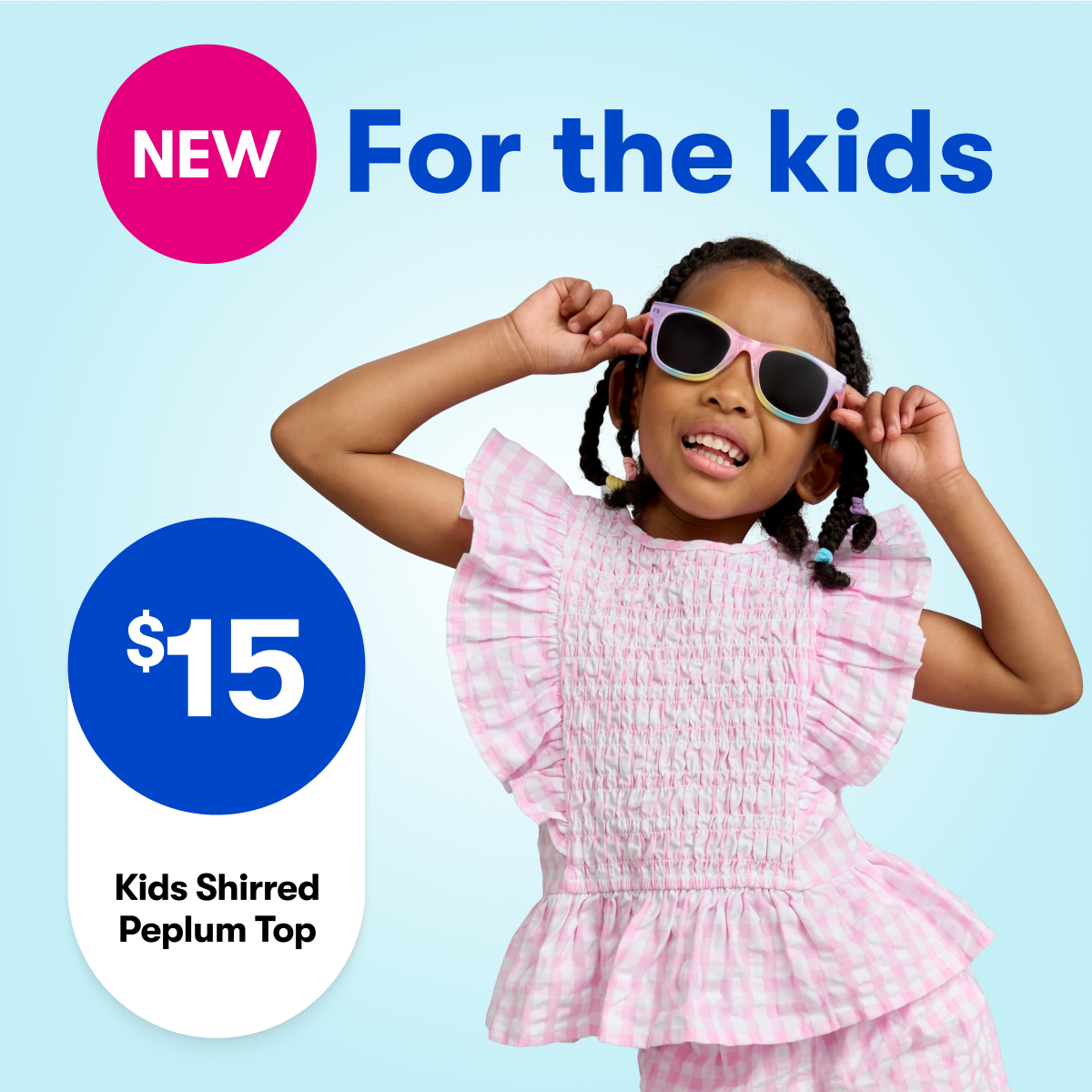 NEW for the kids $15 Kids Shirred Peplum Top