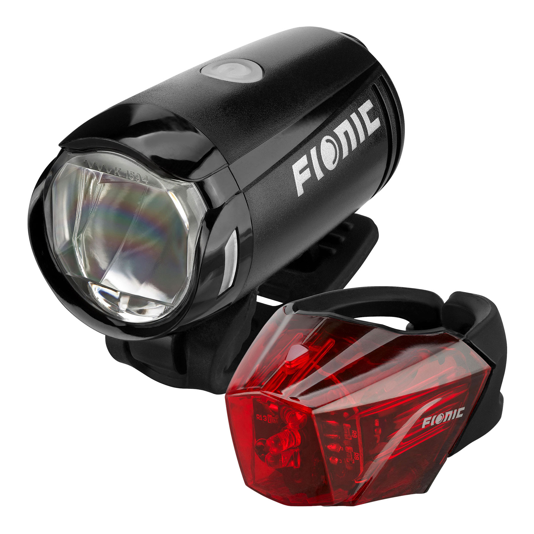 FIONIC Bright & Sparkle Fahrradbeleuchtung Set 25 USB - Frontleuchte + Rückleuchte