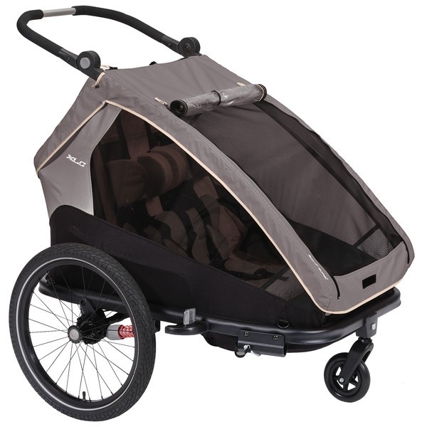 XLC DUO S Fahrradanhänger für Kinder - grau/beige/anthrazit