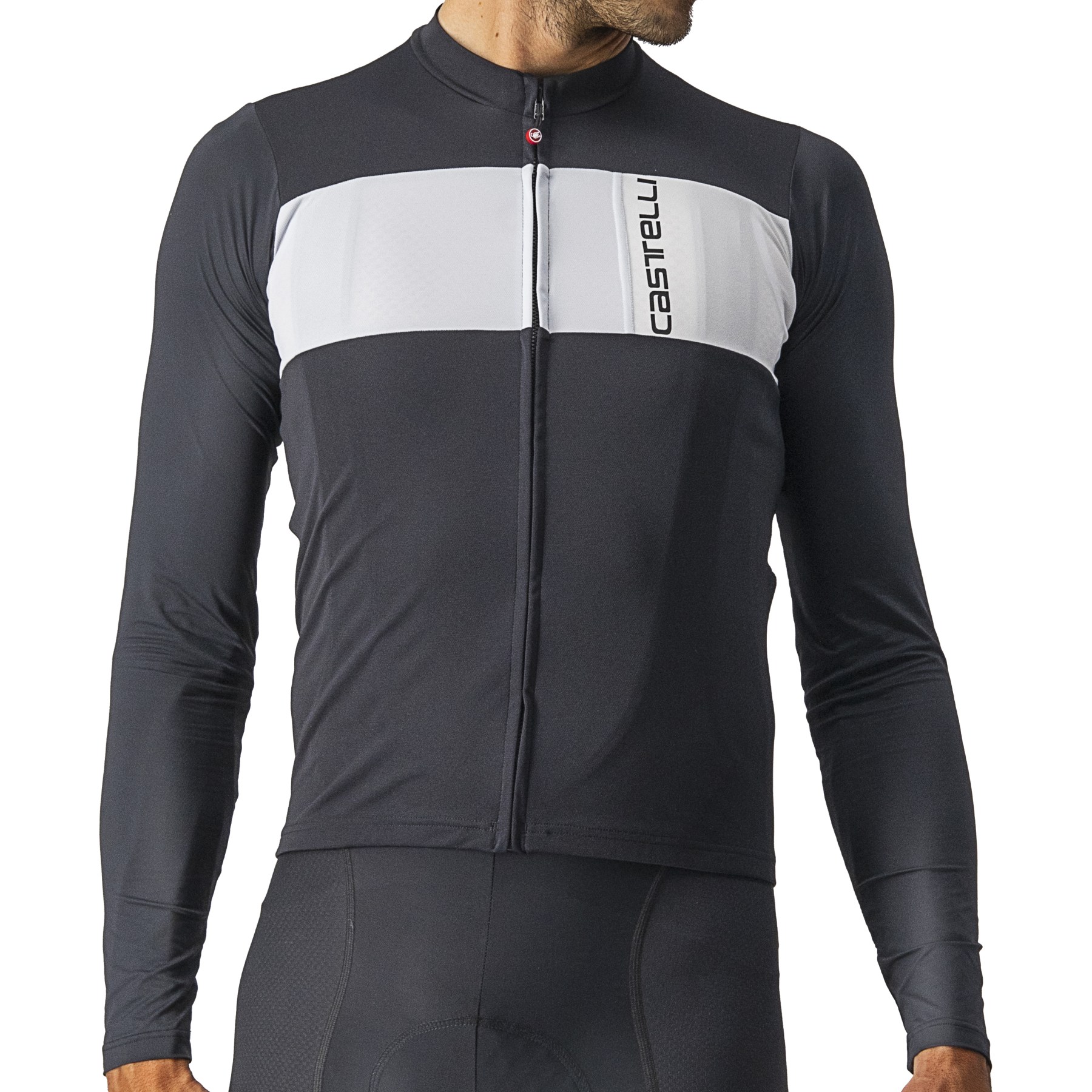 Castelli Prologo 7 Langarmtrikot Herren - light black/silver grey-ivory 085