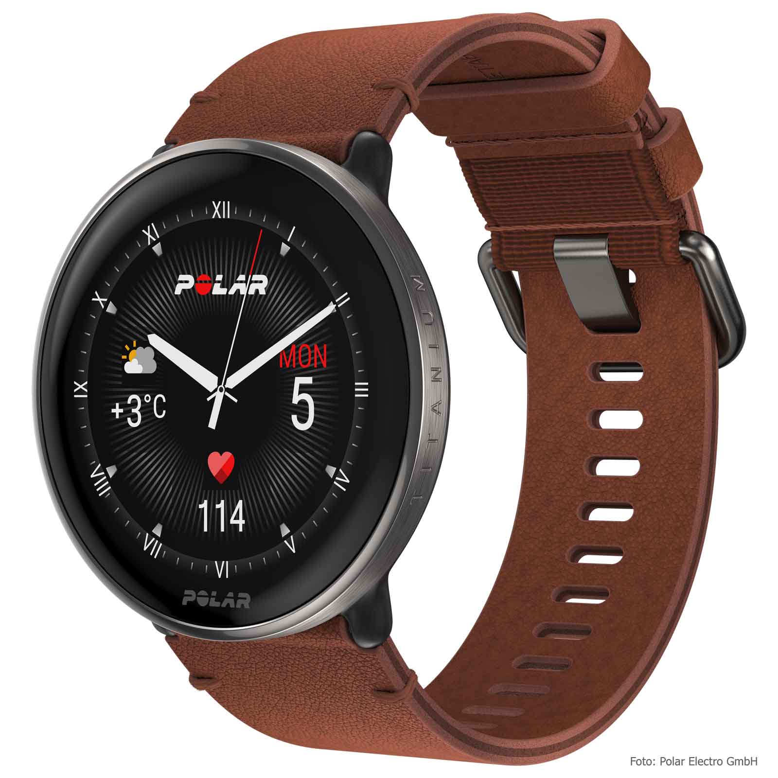 Polar Ignite 3 Titanium GPS Fitnessuhr - Sun-Kissed Bronze (Leder- und Silikonarmband)