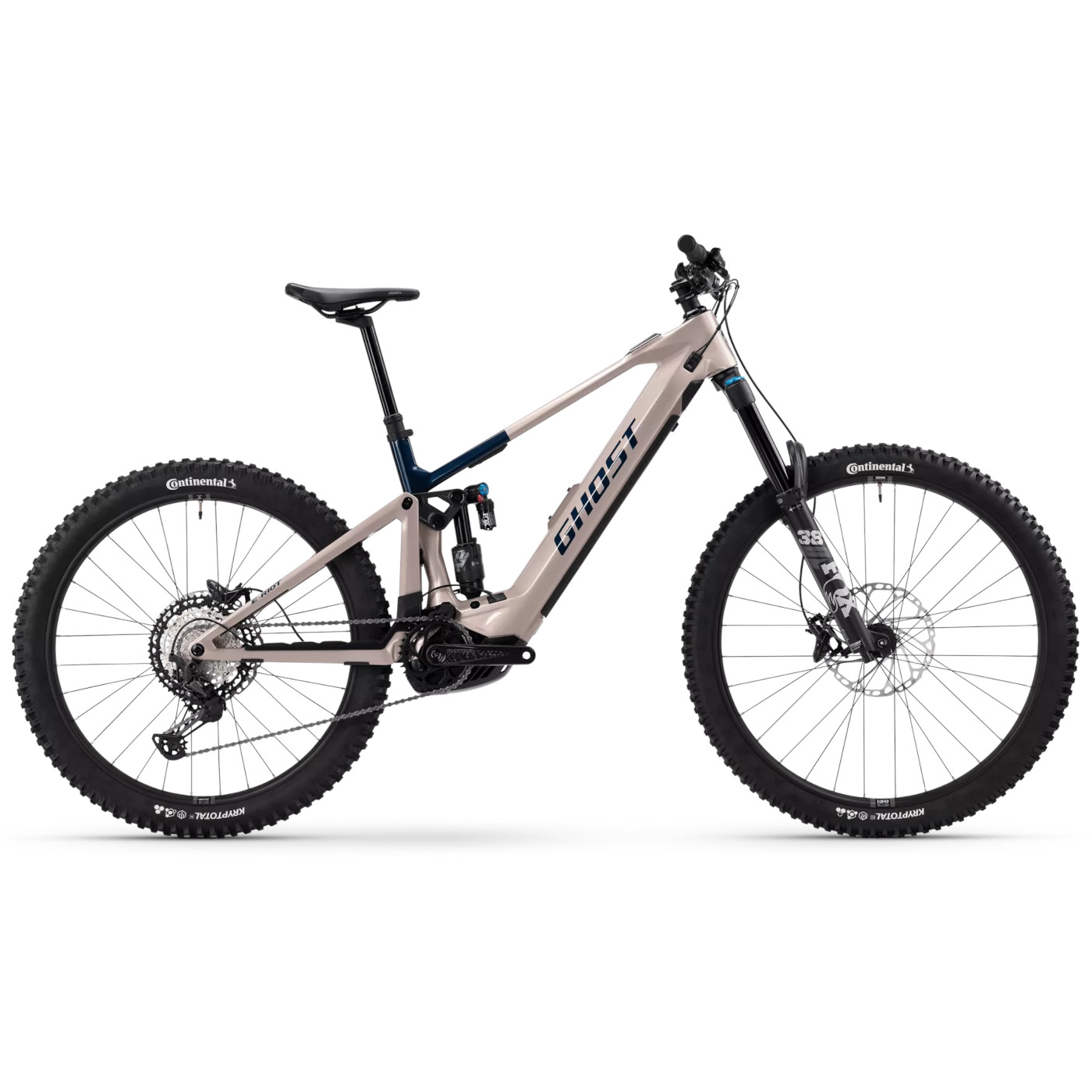 Ghost E-RIOT CF PRO - Mullet Carbon E-MTB - 2025 - coffee ice rose / ink blue - glossy