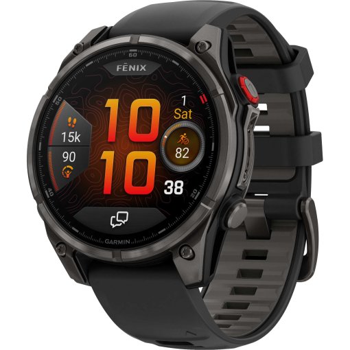 Garmin fenix 8 Pro AMOLED Sapphire GPS Smartwatch - 47mm - Schwarz/Titan Carbongrau DLC Titan