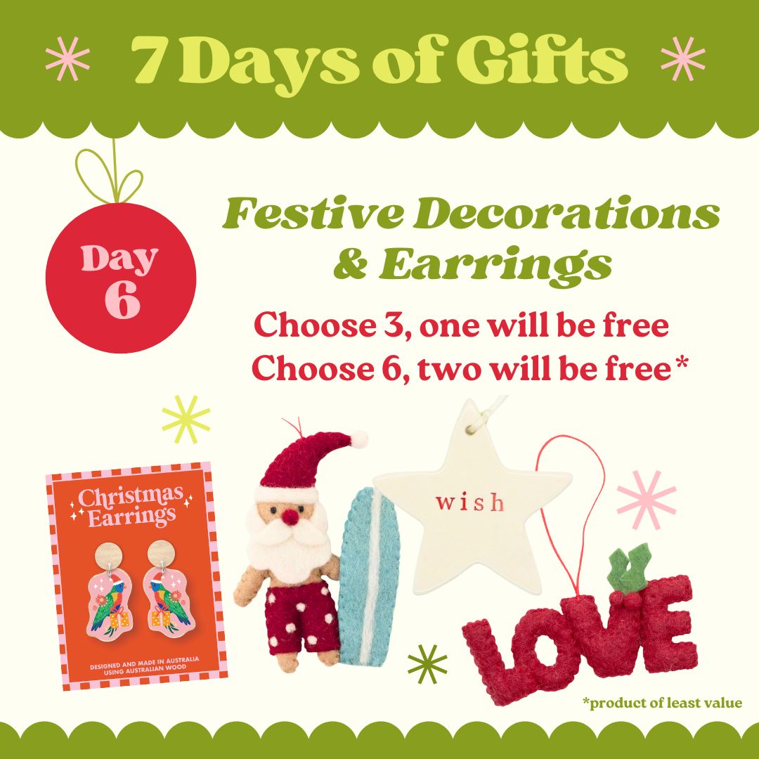 Free Christmas decoration or earrings with every two others