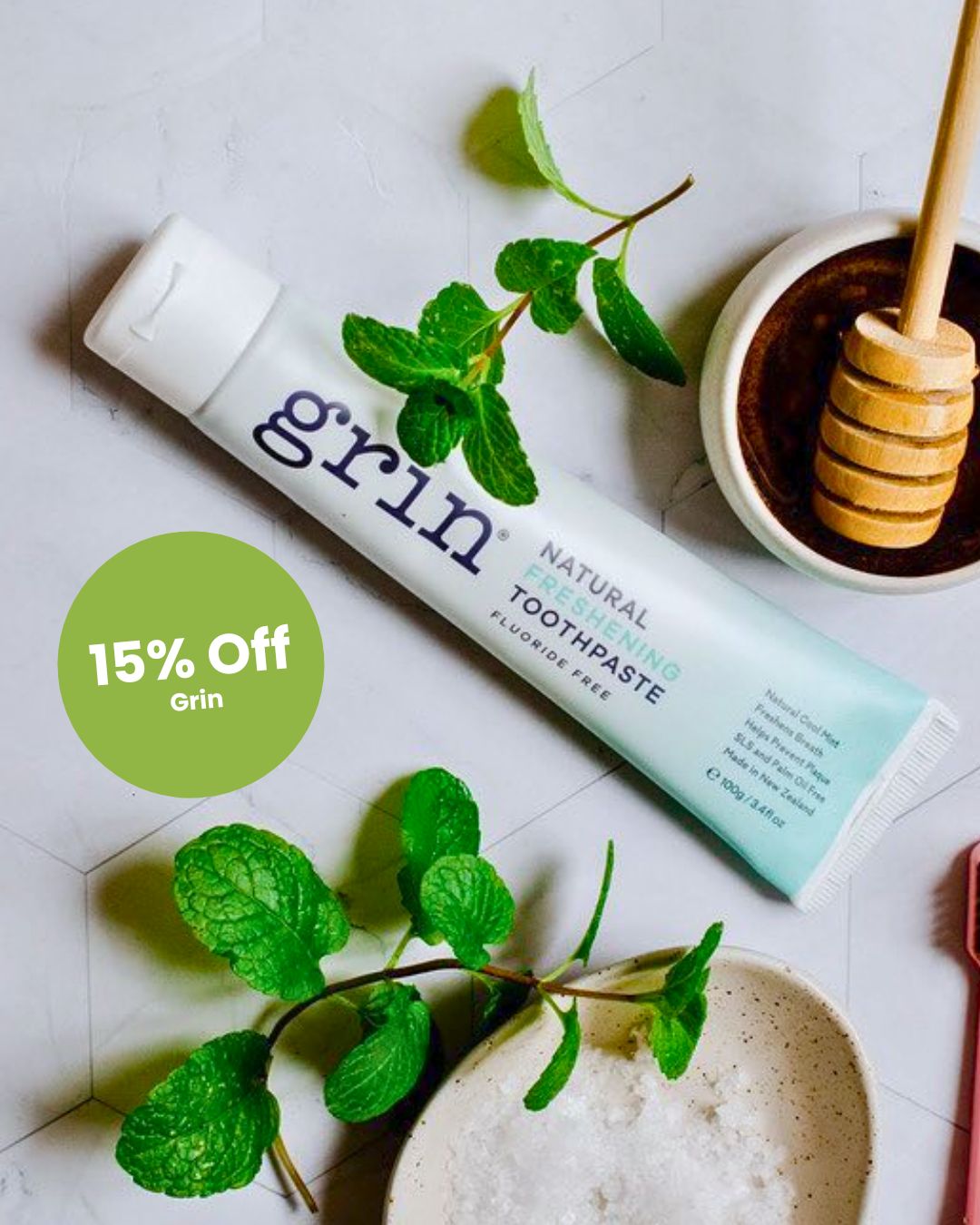 15% off Grin Toothpaste