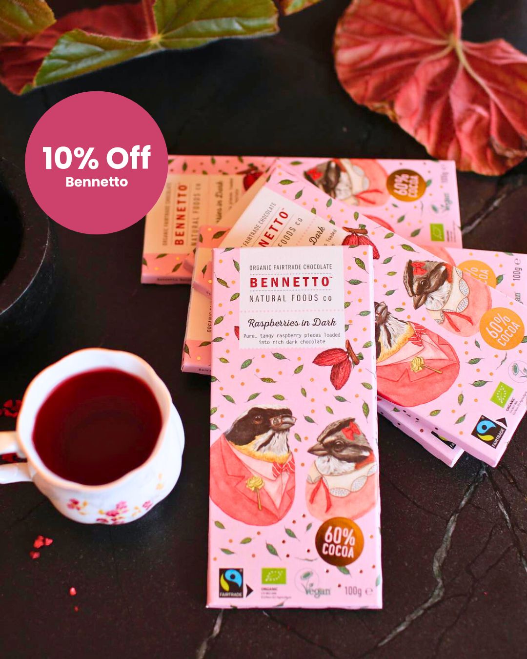 10% off Bennetto Dairy Free Chocolate