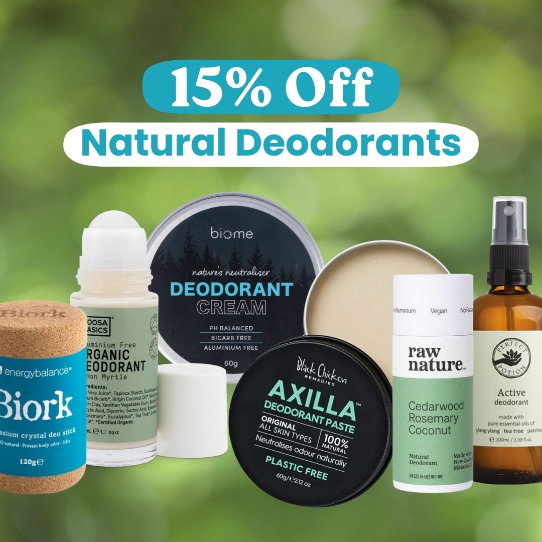 Shop 15% off all Natural Deodorants