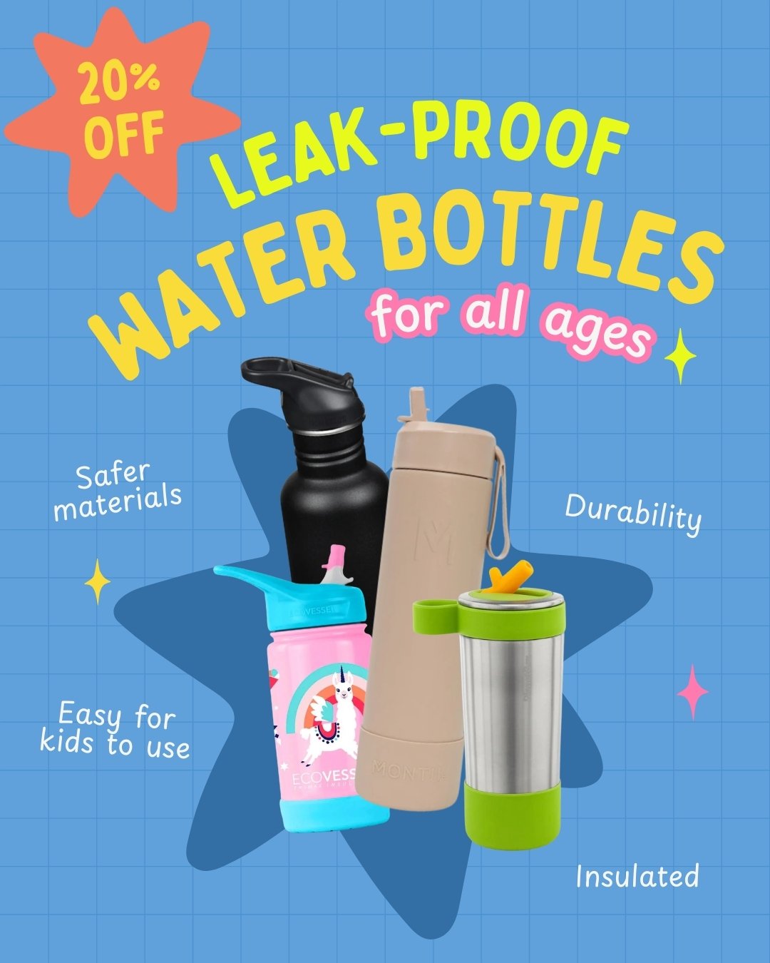 20% off water bottles