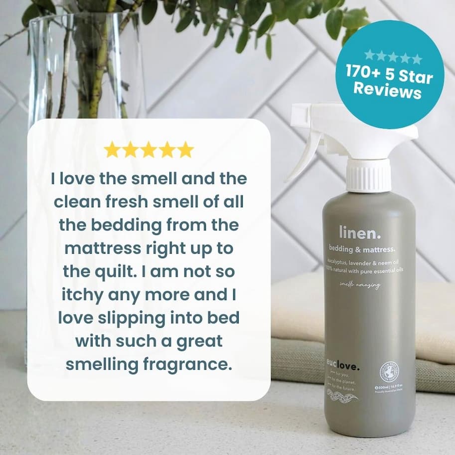 free linen spray when you upgrade your bed