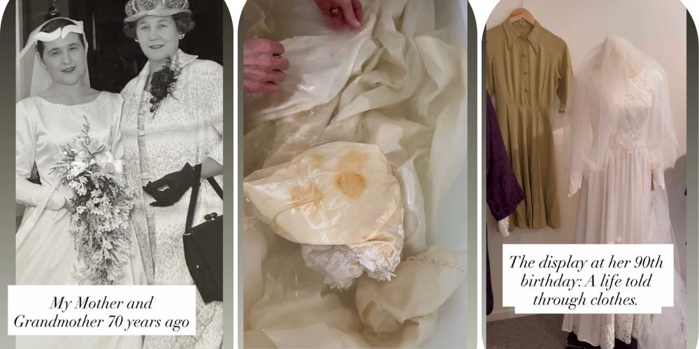 Oxygen Bleach restoring 70 year old wedding dress
