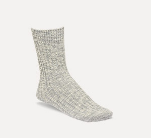 Cotton Slub Socks - Grey/White
