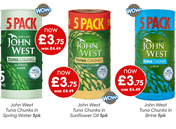 John West Tuna Chunks 5pk - Assorted