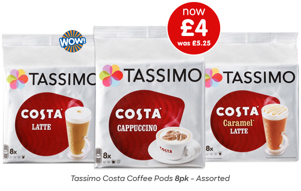 Tassimo Costa Coffee Pods 8pk - Assorted