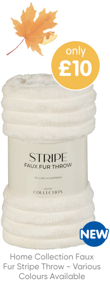 Home Collection Faux Fur Stripe Throw - Various Colours Available