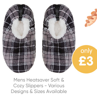 Mens Heatsaver Soft & Cozy Slippers - Various Designs & Sizes Available