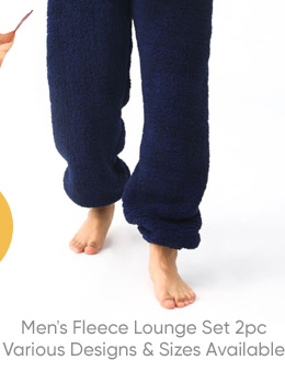 Men's Fleece Lounge Set 2pc - Various Designs & Sizes