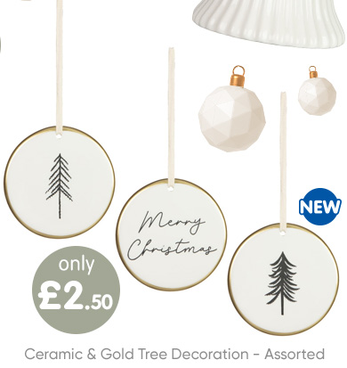 Ceramic & Gold Tree Decoration - Assorted