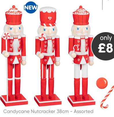 Candycane Nutcracker 38cm - Assorted