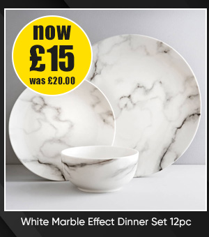 White Marble Effect Dinner Set 12pc