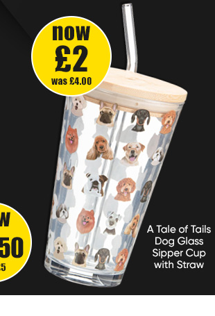 A Tale of Tails Dog Glass Sipper Cup with Straw