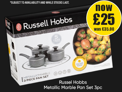 Russel Hobbs Metallic Marble Pan Set 3pc