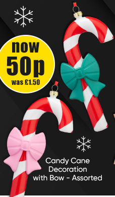 Candy Cane Decoration with Bow - Assorted