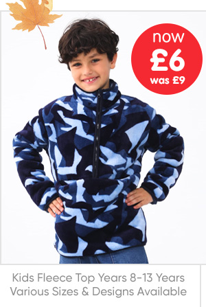 Kids Fleece Top Years 8-13 Years - Various Sizes & Designs Available