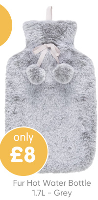 Fur Hot Water Bottle 1.7L - Grey