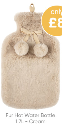 Fur Hot Water Bottle 1.7L - Cream