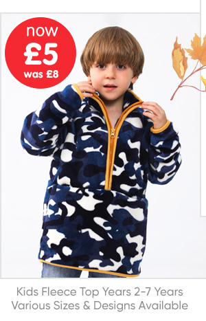 Kids Fleece Top Years 2-7 Years - Various Sizes & Designs Available