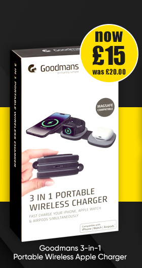 Goodmans 3-in-1 Portable Wireless Apple Charger