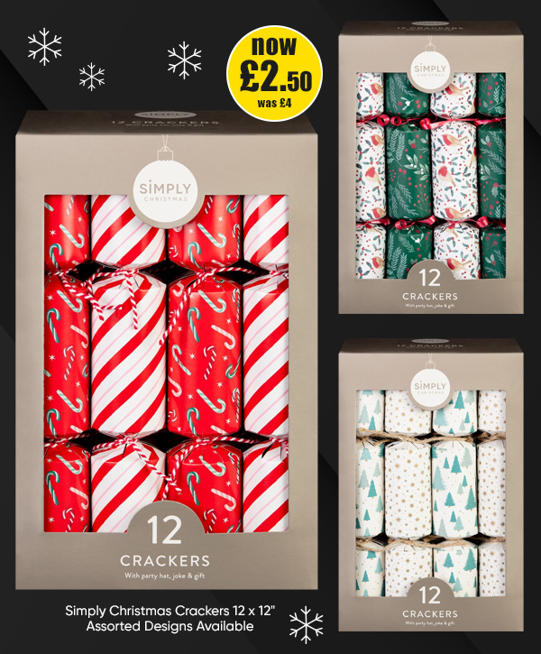 Simply Christmas Crackers 12 x 12inch - Assorted Designs 