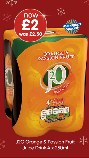 J2O Orange & Passion Fruit Juice Drink 4 x 250ml