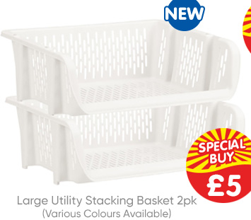 Large Utility Stacking Basket 2pk - Cream