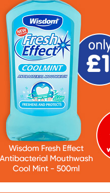 Wisdom Fresh Effect Antibacterial Mouthwash Cool Mint - 500ml