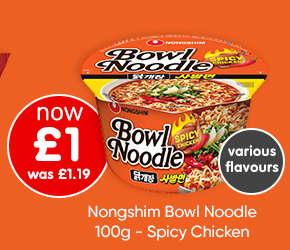 Nongshim Bowl Noodle 100g - Spicy Chicken - Various Flavours Available